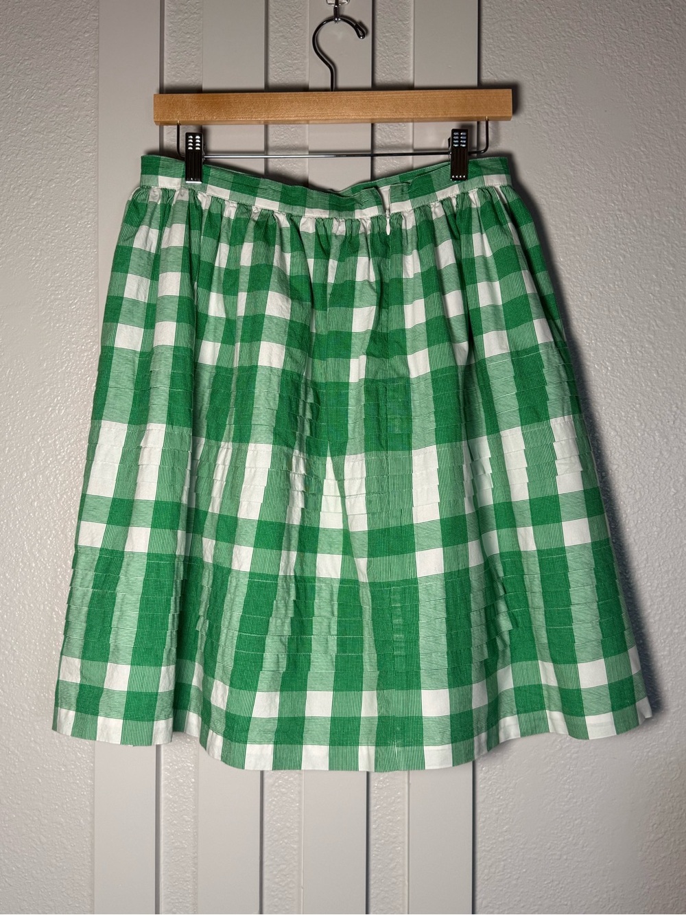 Tommy Hilfiger Kelly Green White Gingham Pleated A Line Skirt Size 6 Preppy - Picture 4 of 11